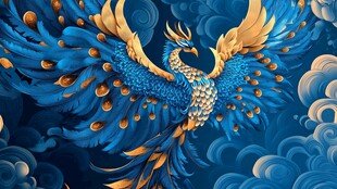 蓝色神鸟翱翔于云海之间