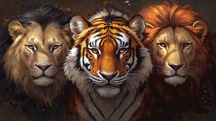 狮虎同框 王者的凝视