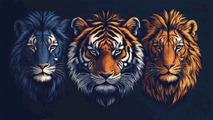 三巨头 狮虎霸气肖像