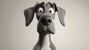 呆萌卡通狗狗的好奇瞬间