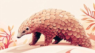 可爱穿山甲漫步植物间