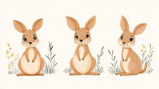 三只可爱小兔子插画