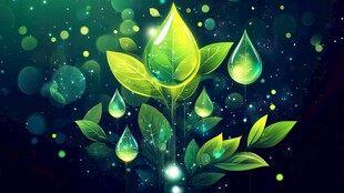 梦幻绿叶水滴的灵动画面