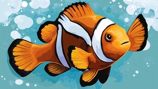 可爱小丑鱼在水中悠游