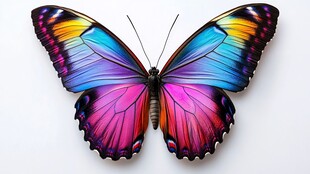 五彩斑斓蝴蝶展翅特写