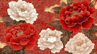 国色牡丹中式传统花纹图