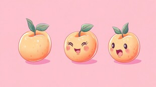 可爱表情的卡通桃子插画