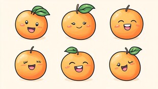 可爱表情橙子插画集合