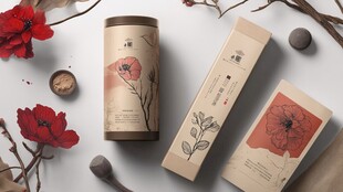 中式花卉主题包装设计展示