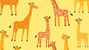 可爱长颈鹿黄色背景图案