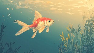 游动的水中锦鲤插画