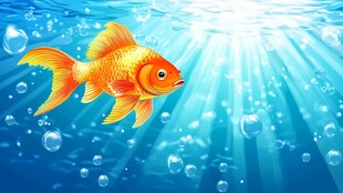 畅游海底的金色金鱼
