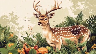 森林中的优雅斑点梅花鹿