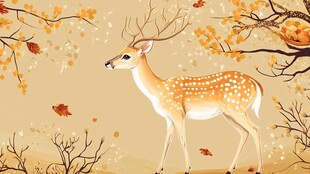 秋日林间的优雅小鹿