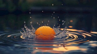 橙子入水溅起美丽水花