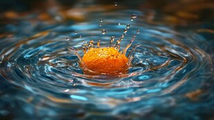 橙子入水溅起美丽水花