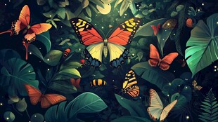 梦幻丛林中的多彩蝴蝶