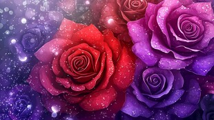 梦幻多彩玫瑰花背景图