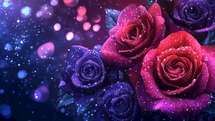 梦幻绚丽玫瑰花卉背景图