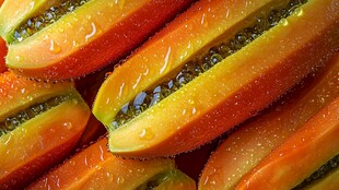 新鲜多汁的切开木瓜