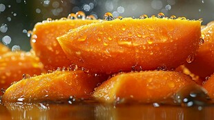 水润诱人的切块橙色水果