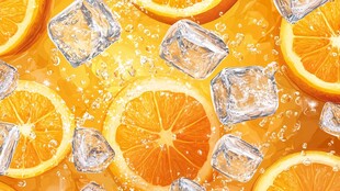 橙香冰块 清爽夏日视觉盛宴