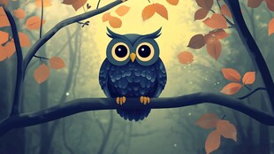 栖息枝头的可爱猫头鹰