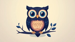 可爱猫头鹰栖息在树枝上