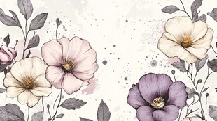 手绘花卉图案背景插画
