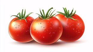 三颗鲜润带水珠的西红柿