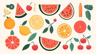 缤纷水果插画素材集合