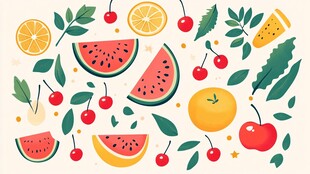 缤纷水果插画 清新又可爱