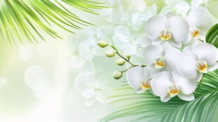 纯洁白兰花与翠绿叶片