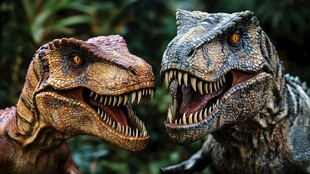 两只恐龙对峙瞬间