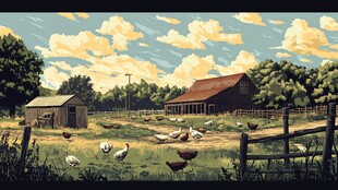 乡村农场田园风光画面