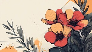 鲜艳花卉插画