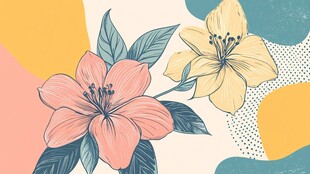 手绘花卉插画 清新配色