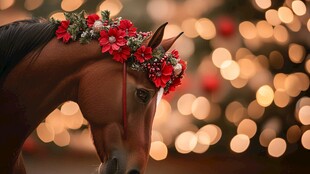 圣诞装扮的优雅骏马