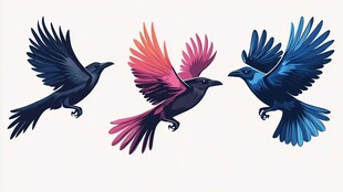彩色飞鸟展翅图