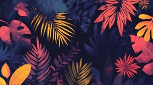 热带植物多彩背景图