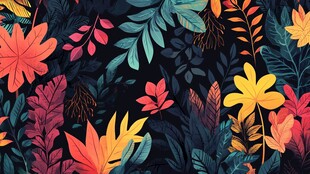 多彩秋叶花卉背景图案