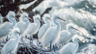 白鹭群聚 姿态优雅