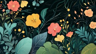 花卉绿植的梦幻插画世界