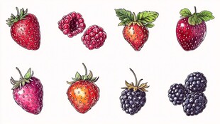 手绘莓果集合