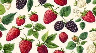 草莓黑莓图案 清新水果风