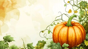 秋日南瓜插画背景图