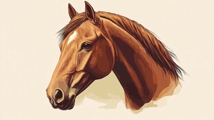 棕色骏马头像特写插画