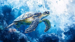 遨游深海的美丽海龟