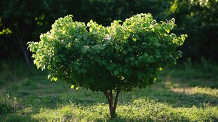 阳光下的绿意盎然小树