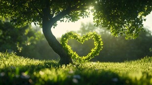 心形藤蔓树下的浪漫景致